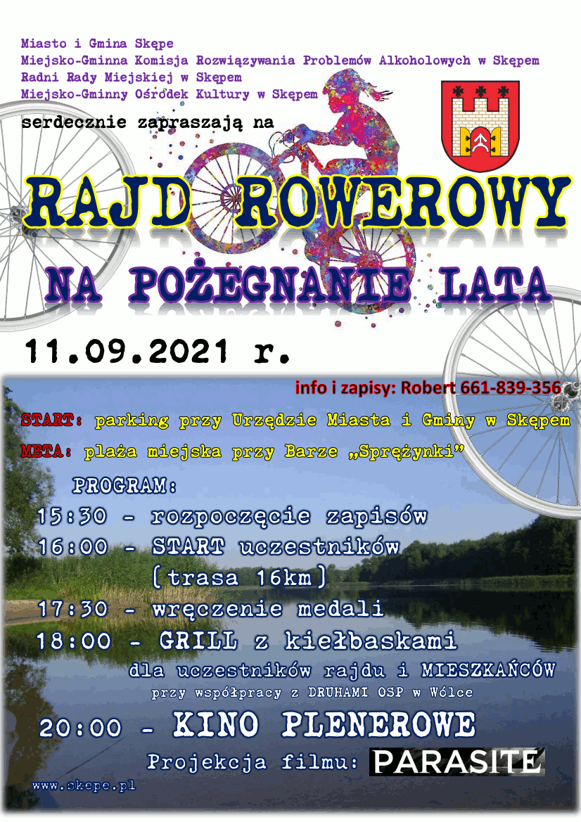 plakat promujący Rajd Rowerowy na Pożegnanie Lata 2021