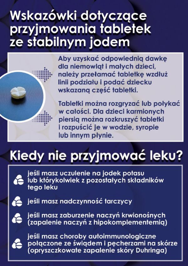 ulotka informacyjna dotycząca zażywania tabletek jodku potasu