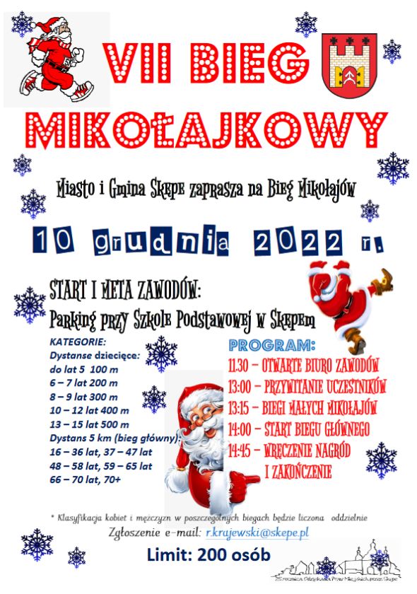 Plakat promocyjny VII Bieg Mikołajkowy