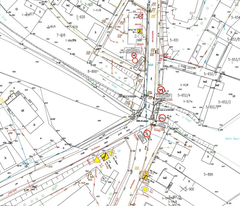 Skan rysunku geodezyjnego dotyczącego zmiany organizacji ruchu