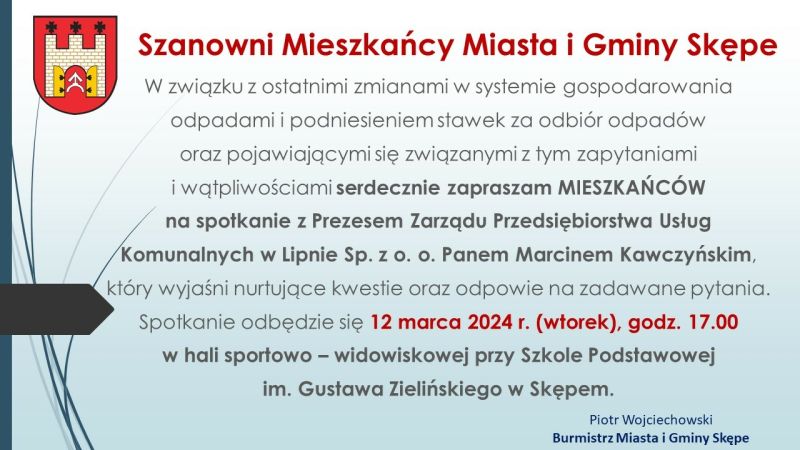 Komunikat w sprawie spotkania z prezesem PUK w Lipnie w dniu 12 marca 2024 r.