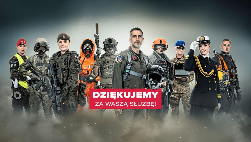 Plakat - Dziękujemy za waszą służbę - promoujący Święto Wojska Polskiego