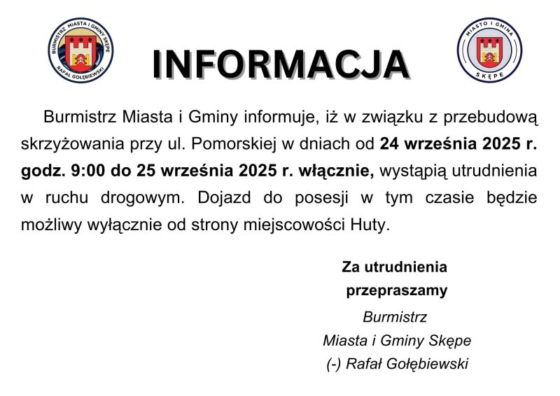 Informacja dot. ul. Pomorskiej
