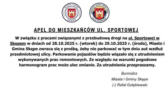 Informacja - ul. Sportowa