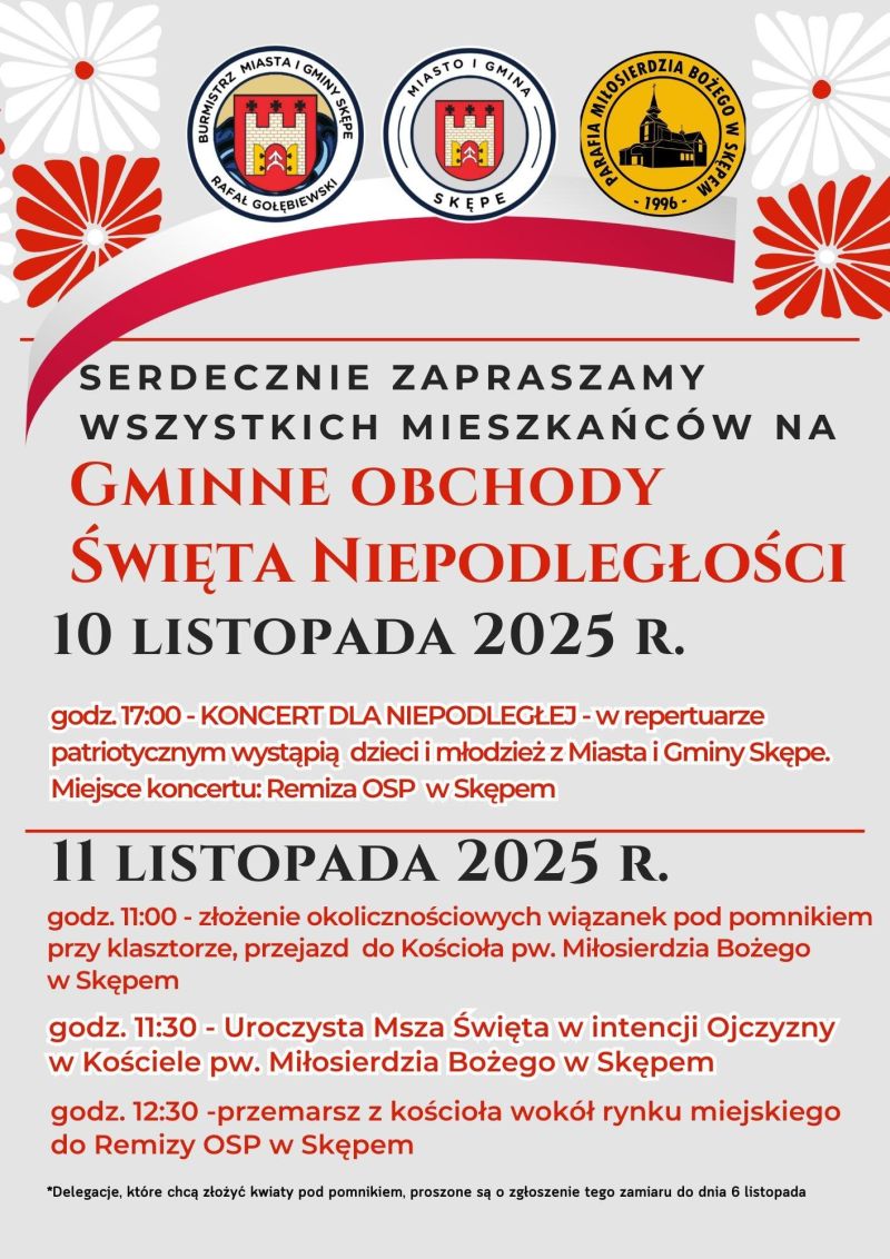 Plakat informacyjny - Gminne Obchody Święta Niepodległości 2025 r.