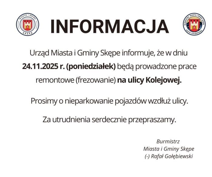Informacja dot. ul. Kolejowej