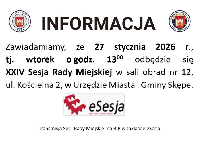 XXIV Sesja Rady Miejskiej w&nbsp;dniu 27 stycznia 2026 r.