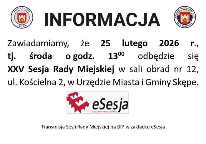 XXV Sesja Rady Miejskiej w&nbsp;dniu 25 lutego 2026 r.