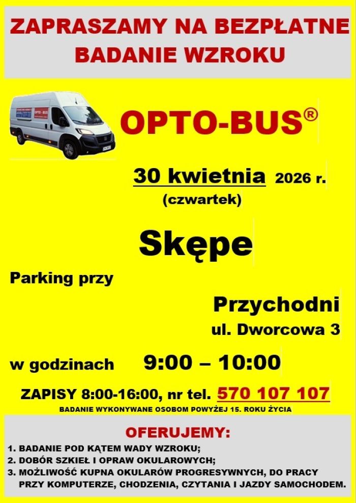 Informacja - bezpłatne badanie wzroku w Skępem