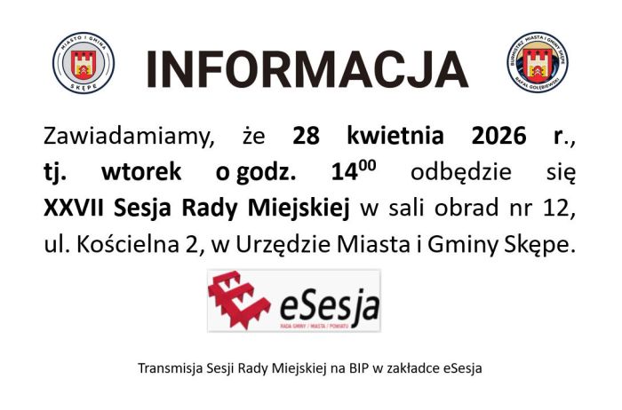 XXVII Sesja Rady Miejskiej w&nbsp;dniu 28 kwietnia 2026 r.