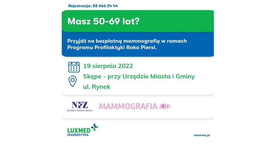 Plakat informujący o badaniach mammograficznych