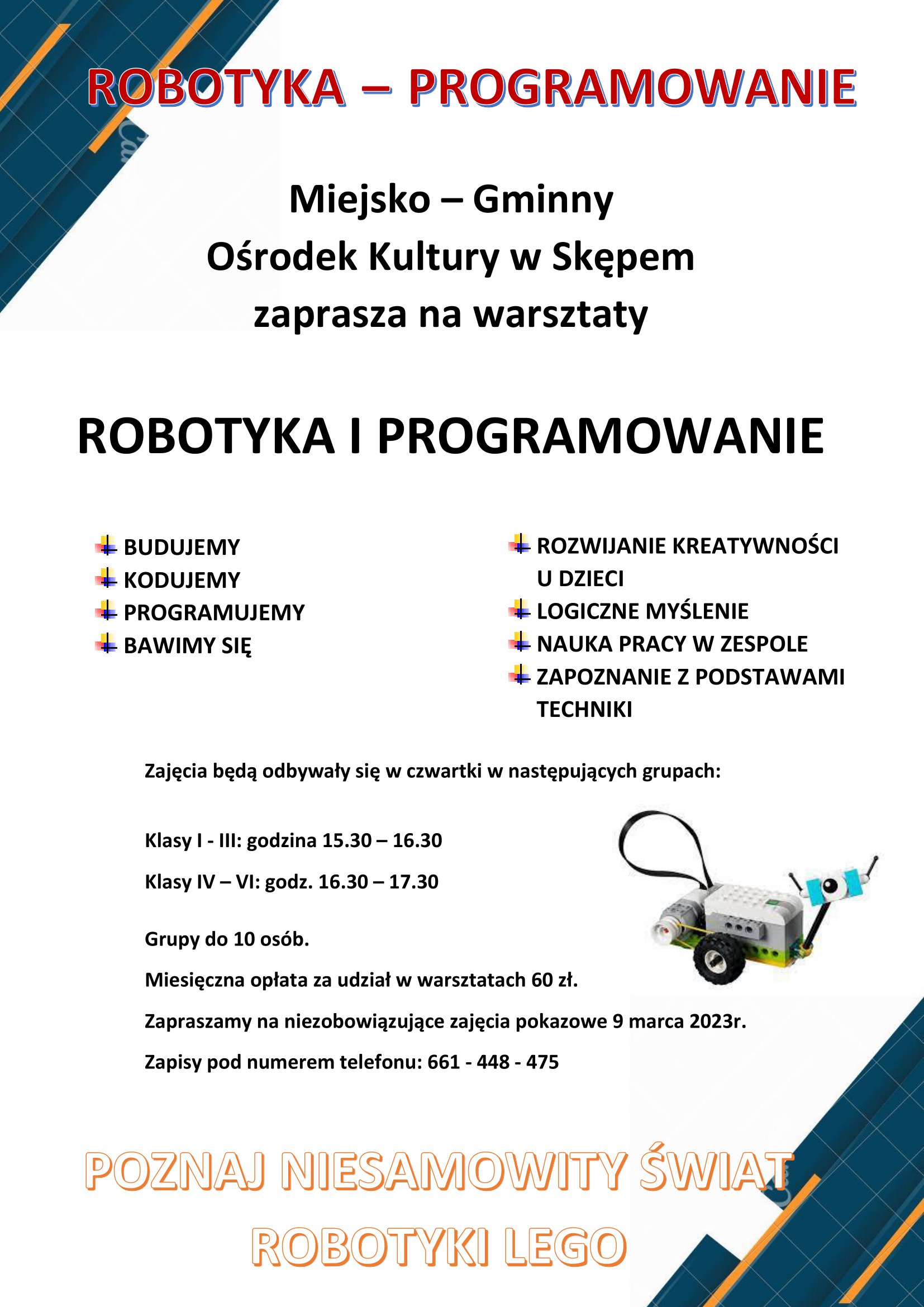 Zajęcia z robotyki i programowania LEGO