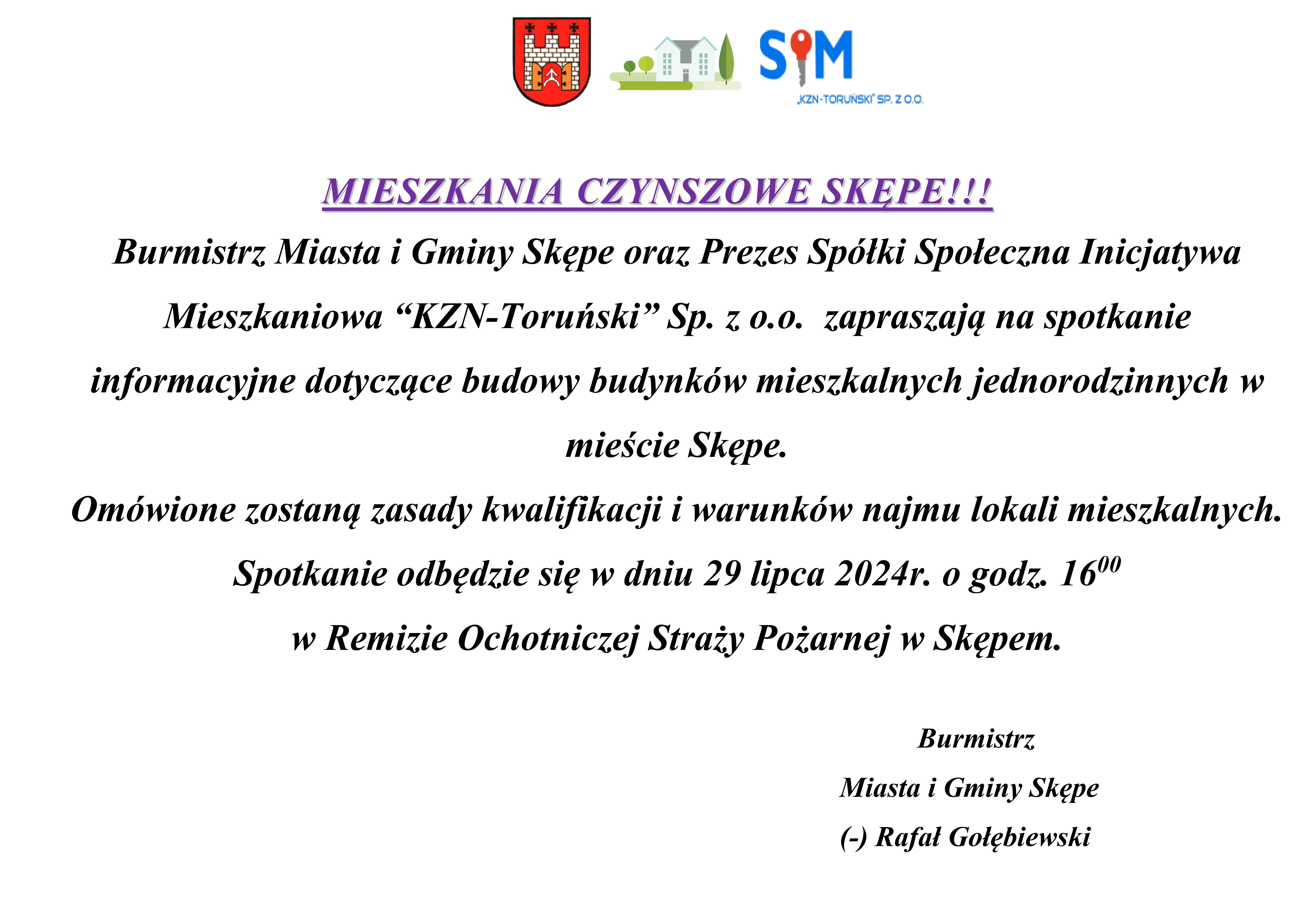 Mieszkania czynszowe w Skępem!