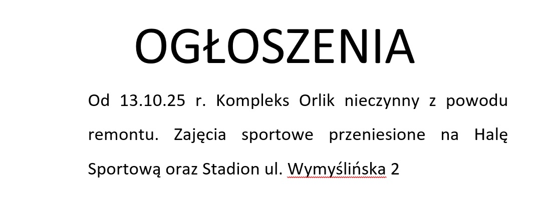 Harmonogram zajęć na Orliku
